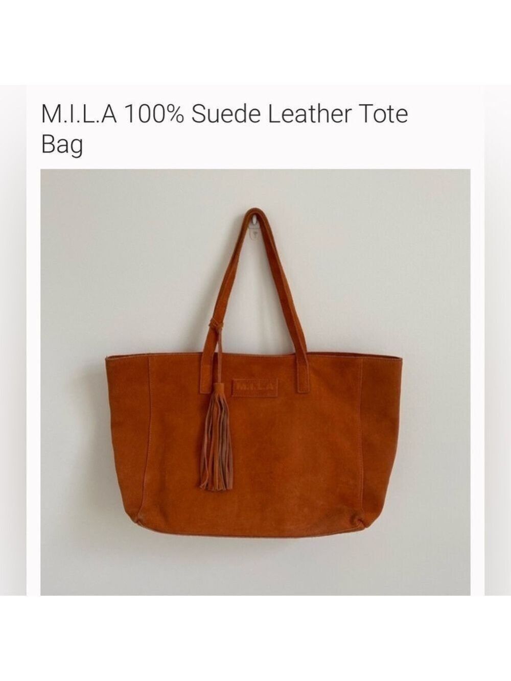 M.I.L.A Suede Western Large Shoulder Bag Lux Leather Burnt Orange Retail $650